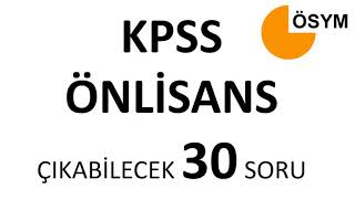 KPSS 2018 ÖNLİSANS ÇIKABİLECEK 30 SORU [upl. by Veriee419]