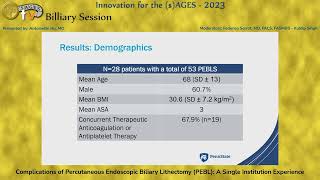 Complications of Percutaneous Endoscopic Biliary Lithectomy PEBL A Single Institution Experience [upl. by Wellesley]