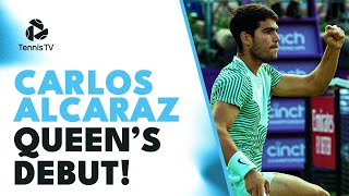 Carlos Alcaraz Queens Club Debut vs Rinderknech  Queens 2023 Highlights [upl. by Nnairet]