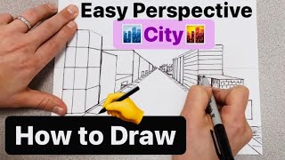 How to Draw A City in One Point Perspective  Step By Step [upl. by Sprung]