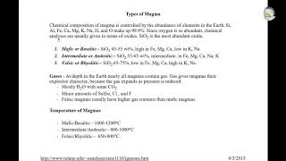 Igneous Petrology Magma and types [upl. by Fotina89]