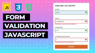 JAVASCRIPT FORM VALIDATION AND SUBMIT TO ANOTHER PAGE [upl. by Turk]