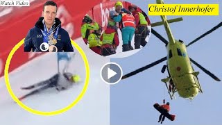 Christof Innerhofer crash at Bormio  SG  2023 🇮🇹 Skier airlifted to hospital after injury video [upl. by Alis]