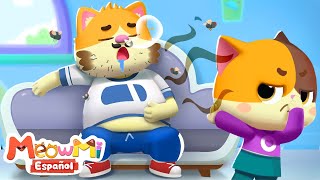 A Papi No le Gusta Bañarse  Canciones Infantiles  MeowMi Family Show Español [upl. by Aneetak937]