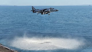 US AV8B Harrier’s Insane Takeoff And Landing Operations in The Ocean [upl. by Enobe]