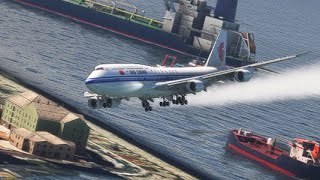 Very Scary Landing at Gibraltar airport  Air China boeing 747 [upl. by Lamaj]