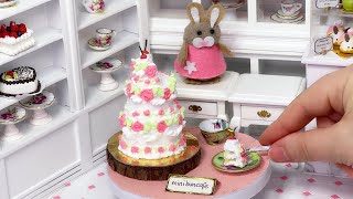 Miniature Buttercream Rose Swirl cake 🎂✨ mini food cooking asmr ✨ minibuncafe [upl. by Teilo]