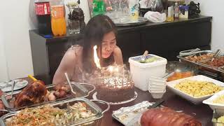 Happy Birthday Agnes  Hair burning while blowing candles [upl. by Mingche]