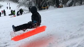 Kids catching air sledding on Mt Tabor hill [upl. by Velma983]