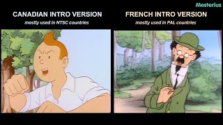 Tintin 1991 SidebySide Comparison of the Canadian and French Intros [upl. by Yblocaj]