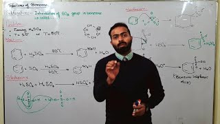 Sulphonation  Electrophilic Substitution Reactions of Benzene  ch9  12th class chemistry [upl. by Annovad]