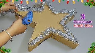 3 Affordable Christmas decoration ideas with waste Cardboard  DIY Budget Christmas craft idea🎄96 [upl. by Halsey494]