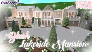 Bloxburg  Aesthetic Blush Lakeside Mansion  no large plot 152k [upl. by Adnolehs]