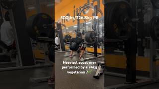 2268kg500lbs Squat by a 74kg164lbs vegetarian squat shorts powerlifting [upl. by Solly16]