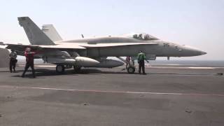 Valions FA18 Launches from USS George HW Bush [upl. by Nauqet]