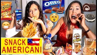 ASSAGGIAMO NUOVI SNACK AMERICANI 🍟😨 ASSURDI con OLIO DI PALMA  🍩 🇺🇸  Carlitadolce [upl. by Arlinda999]