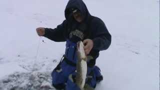 21912 Silver Lake NY Ice Fishing Northern Pike circle hook adventures [upl. by Ellivnarg149]