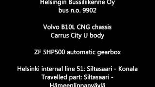 Poistettu Helsingin Bussiliikenne 9902 Volvo B10L CNG Carrus City U ZF [upl. by Nessah]