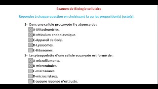 Examen de biologie cellulaire contrôle QCM [upl. by Amaryllis]