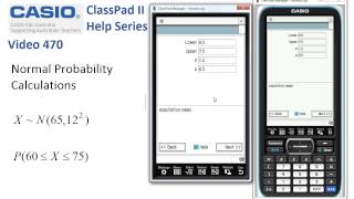 ClassPad Help 470  Normal Probability Calculations [upl. by Eelac129]