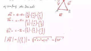 Oberstufe  Vektorrechnung Umfang eines Dreiecks berechnen [upl. by Hareemas96]