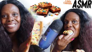 TRYING LITTLE CAESARS COOKIE DOUGH BROWNIE ASMR EATING SOUNDS [upl. by Gregorius]