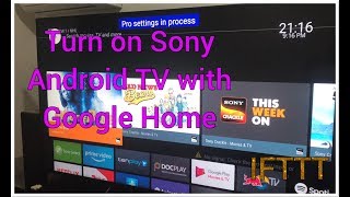 Turn on Sony Android TV Chromecast built in with Google Home turn off open apps and more [upl. by Helbonnas4]