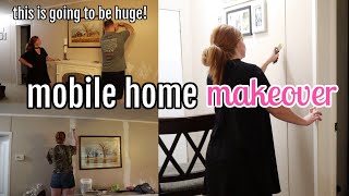 MOBILE HOME MAKEOVER  demo in our den  part 1 [upl. by Eatnohs]