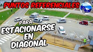 ESTACIONAMIENTO EN DIAGONAL CAT A1  EXÁMEN OFICIAL DE MANEJO TOURING 2023  PUNTOS REFERENCIALES 🚘 [upl. by Eivla]