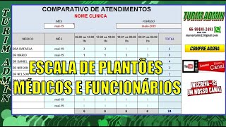 PLANILHA CONTROLE DE ESCALA PLANTOES FUNCIONARIOS OU MEDICOS COM RESUMO MES R 5000 [upl. by Carla83]