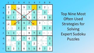 Top Nine Most Often Used Strategies for Solving Expert Sudoku Puzzles [upl. by Ahsinnek]