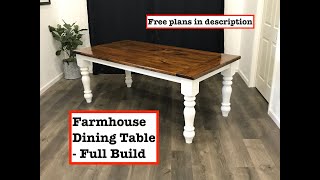 Farmhouse Dining Table Build Free plansdimensions included in description [upl. by Kirshbaum989]