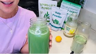 ⚡️Easy Alkalizing Green Drink Recipe 😋  No juicer or blender  Kale Lemon Water💧 [upl. by Nahshunn882]