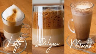 Evde yapabileceğiniz kolay üç kahve tarifi │Dalgona│Latte│Mocha [upl. by Sellig465]