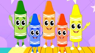 Five Little Crayons Jumping On The Bed Nursery Rhyme for Kids by Mr Shape [upl. by Manup316]