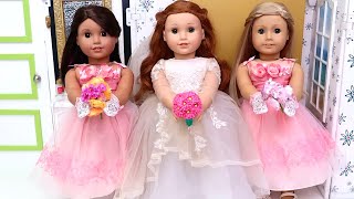 Best friends Bridesmaids save the wedding day Play Dolls adventures [upl. by Lari458]