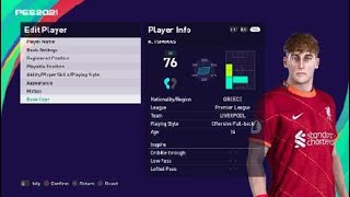 KOSTAS TSIMIKAS PES 2021 FACE BUILD  STATS [upl. by Einotna]