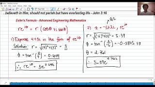 Eulers Formula Simplifying complex numbers in Exponential Forms  Advanced Engineering Mathematics [upl. by Esemaj]