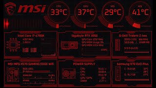 Aida64 Sensor Panel  MSI dark red theme 1024x600px created by Exhumed [upl. by Bryn]