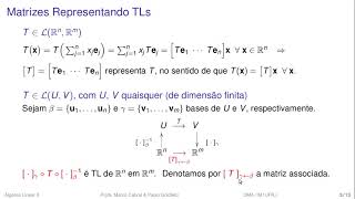 0406  Transformações Lineares Matriz Representando TL [upl. by Tryck]