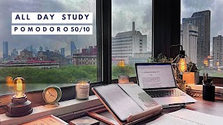 📚☀️📝 SEVEN HOUR study with me 📚☀️📝  pomodoro 5010  no music  writing my phd in NYC 🪴📚📝 [upl. by Angie]