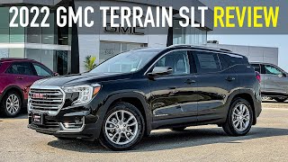 Review 2022 GMC Terrain SLT 15L AWD Onyx Black  FIRST LOOK AllNew Refresh Model [upl. by Anawqahs]