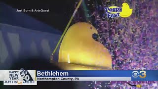 Crowds Gathered In Bethlehem To Watch A Giant Peep Drop At Midnight [upl. by Jochbed969]