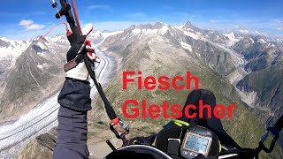 Gleitschirm in Fiesch über der Gletscherwelt [upl. by Hootman]