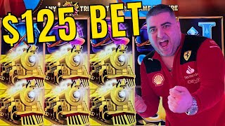 125 Spin HUGE JACKPOT On All Aboard Slot Machine [upl. by Nomahs787]