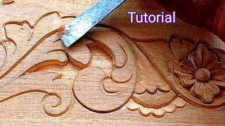 Beginners very easy wood carving tutorial  wooden flower and leaf [upl. by Ashlee]