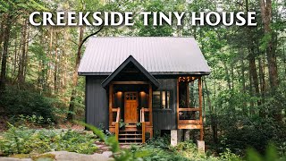 Peaceful Creekside Tiny House Next to Waterfall Full Tour [upl. by Bradleigh]