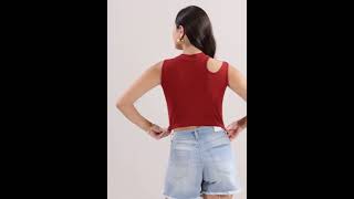 Burgundy Ribbed Crop Top for Women ishqmedesigns onlineshopping ishqmetribe [upl. by Nihcas]