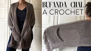 Cómo Tejer Bufanda a Crochet fácil y rápido paso a pasoScarf Crochet for WomanChalina a Ganchillo [upl. by Kanal]