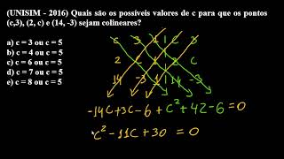 Geometria Analítica  UNISIM  2016  Quais são os possíveis valores de c para que os pontos [upl. by Dolora]